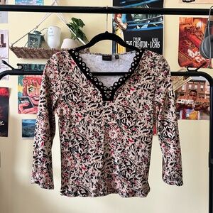 Rafaella Black and Pink Patterned Blouse